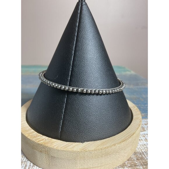 Silver Metal Beaded Bracelet Bangle Women - Picture 2 of 3